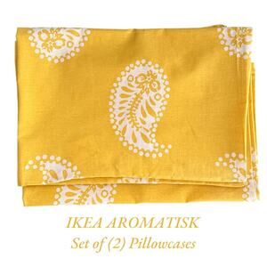 IKEA AROMATISK Set of (2) Sunny Yellow Paisley Pillowcases
